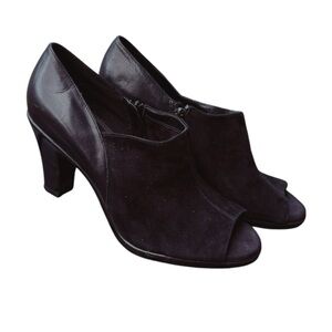 Aerosoles Heel Rest Peep Toe Bootie Heels Women’s 11 Black Comfort Dress Shoes